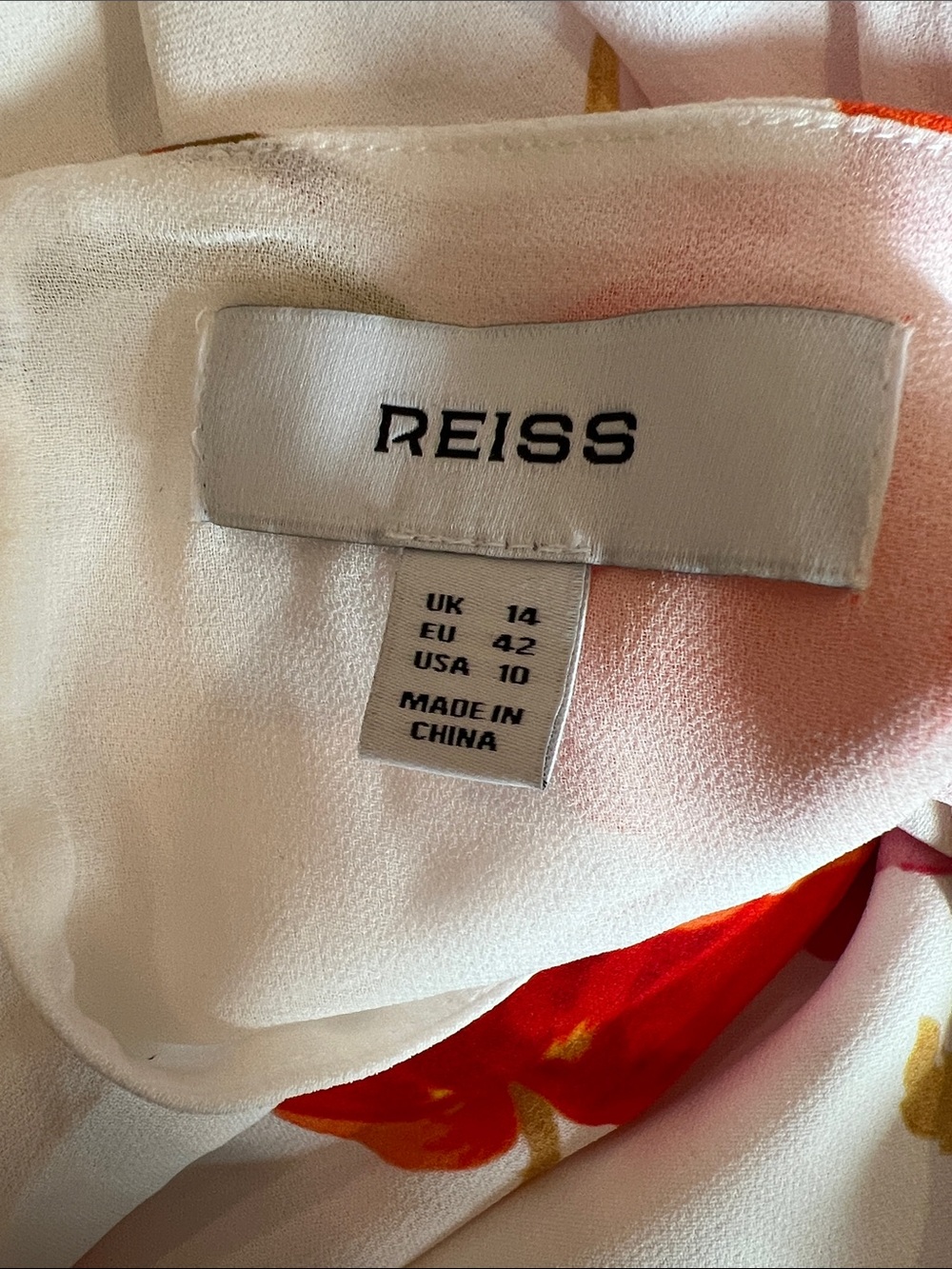 Reiss Floral-Print Belted Midi Dress in Ivory/Pink Floral on White Size 10 DL1 - Picture 9 of 13